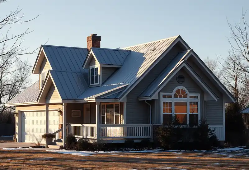 Illustration of house with a standing-seam metal roof in a 1980-era home